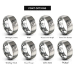 font options for inside engraving on gray everest asia rings