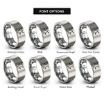 font options for inside engraving on gray evergreen stars rings