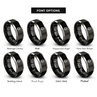 font options for inside engraving on black & grey evergreen tree rings
