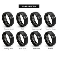 font options for inside engraving on black evergreen tree rings