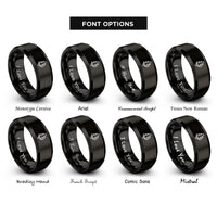 font options for inside engraving on black evergreen tree rings