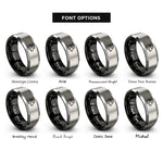 font options for inside engraving on black & silver ewe rings