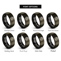 font options for inside engraving on gunmetal & black ewe rings