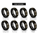 font options for inside engraving on gunmetal & black ewe rings