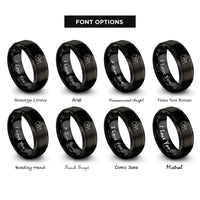 font options for inside engraving on black ewe lamb nuzzling rings