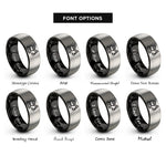 font options for inside engraving on black & silver excavator rings