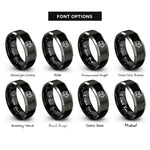 font options for inside engraving on black & grey excavator rings