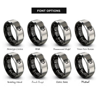 font options for inside engraving on black & silver excavator rings