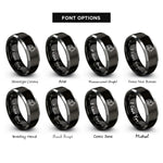 font options for inside engraving on black & grey excavator rings