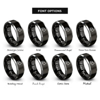 font options for inside engraving on black & grey excavator rings