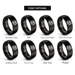 font options for inside engraving on black excavator rings