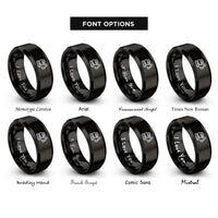 font options for inside engraving on black excavator rings