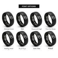 font options for inside engraving on black excavator rings