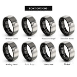 font options for inside engraving on black & gray excavator bucket rings