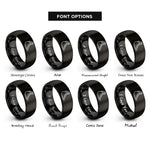 font options for inside engraving on black excavator bucket rings