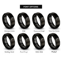font options for inside engraving on black excavator bucket rings