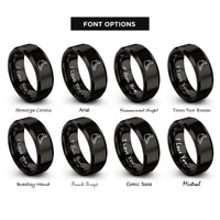 font options for inside engraving on black excavator bucket rings