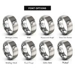font options for inside engraving on grey excavator bucket rings