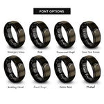 font options for inside engraving on gunmetal & black excavator bucket rings