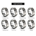 font options for inside engraving on silver excavator rings