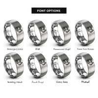 font options for inside engraving on silver excavator rings