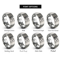 font options for inside engraving on grey excavator rings