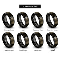 font options for inside engraving on gunmetal & black excavator rings