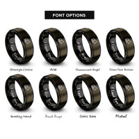 font options for inside engraving on gunmetal & black excavator rings