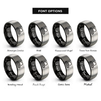font options for inside engraving on black & grey excavator track links rings