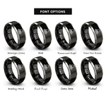 font options for inside engraving on black & gray excavator track links rings