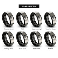 font options for inside engraving on black & silver excavator track links rings