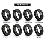 font options for inside engraving on black excavator track links rings