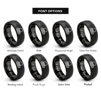 font options for inside engraving on black excavator track links rings