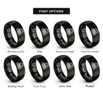 font options for inside engraving on black excavator track links rings