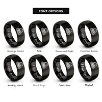 font options for inside engraving on black excavator track links rings
