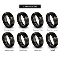 font options for inside engraving on black excavator track links rings