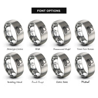 font options for inside engraving on gray excavator track links rings