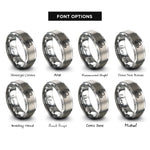 font options for inside engraving on silver excavator track links rings