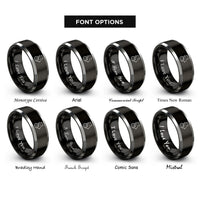 font options for inside engraving on black & gray exercise ball hamster rings