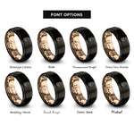 font options for inside engraving on black & rose gold exercise ball hamster rings