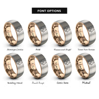 font options for inside engraving on rose gold & silver exercise ball hamster rings