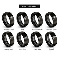 font options for inside engraving on black exhaust flames rings