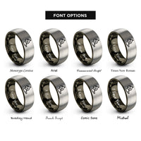 font options for inside engraving on gunmetal & gray exhaust flames rings