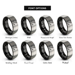 font options for inside engraving on black & silver exhaust headers rings