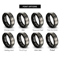 font options for inside engraving on black & silver exhaust headers rings