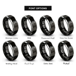 font options for inside engraving on black & silver exhaust headers rings