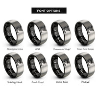 font options for inside engraving on black & grey exhaust headers rings
