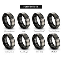 font options for inside engraving on black & gray exhaust headers rings