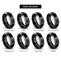 font options for inside engraving on black & grey exhaust headers rings