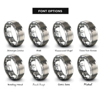 font options for inside engraving on silver exhaust headers rings